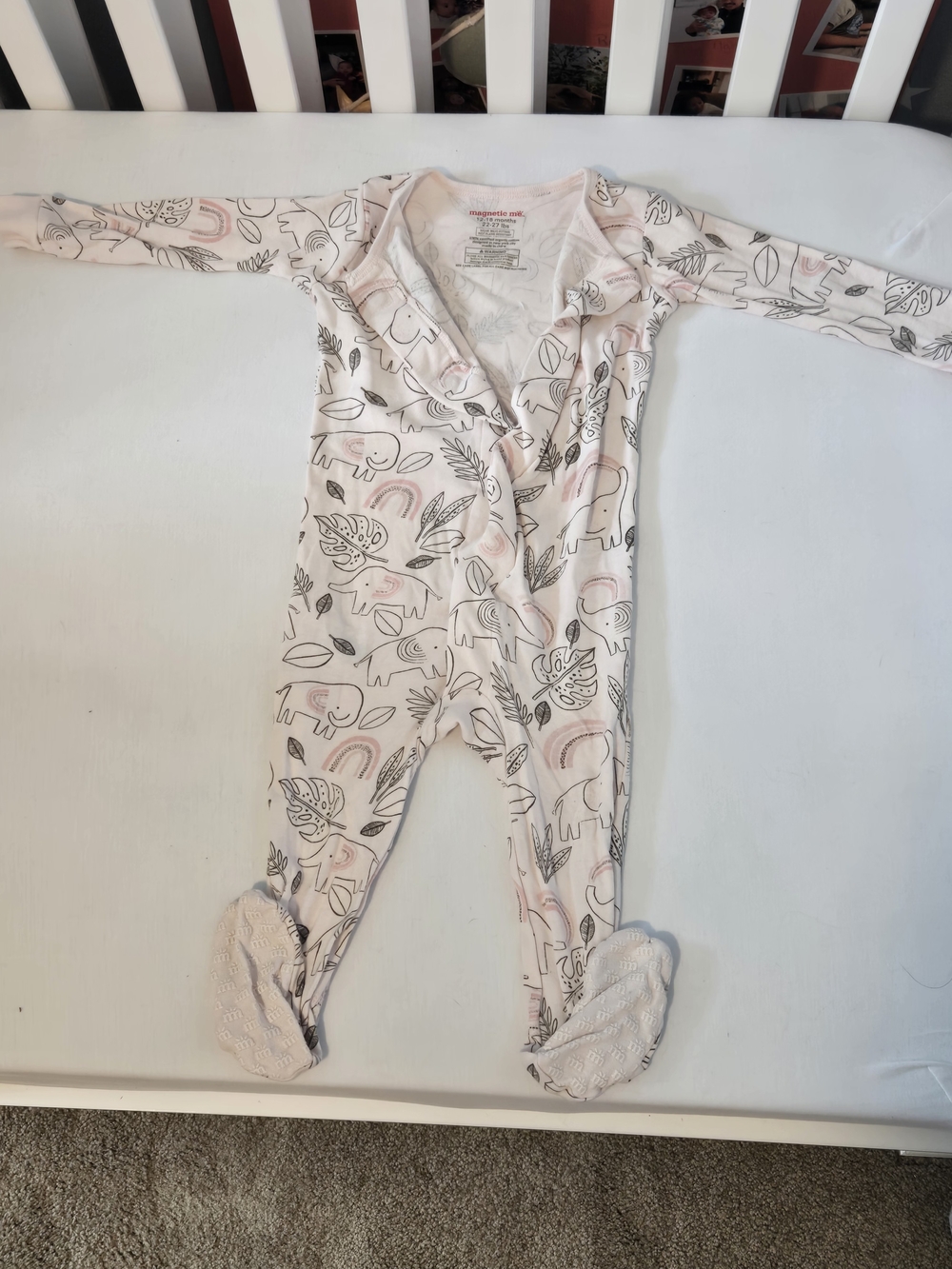 Magnetic Me Pink and White Animal Print Footed One-Piece
